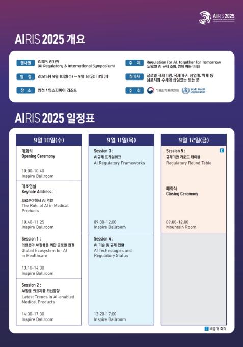 식약처, 'AIRIS 2025' AI 의료제품 글로벌 규제당국자 한 자리에 모인다 기사 이미지